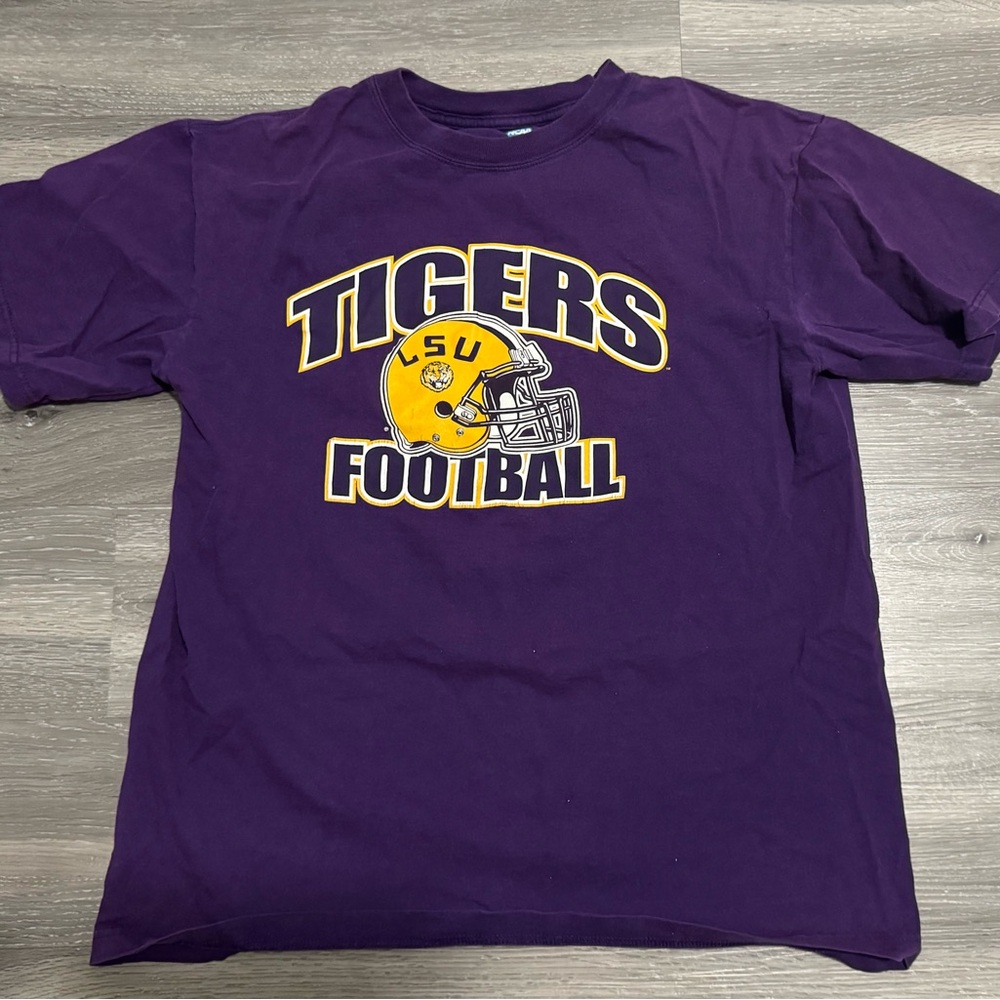 NCAA LSU Tigers Football Officially Licensed T-Shirt L Purple Yellow Black White